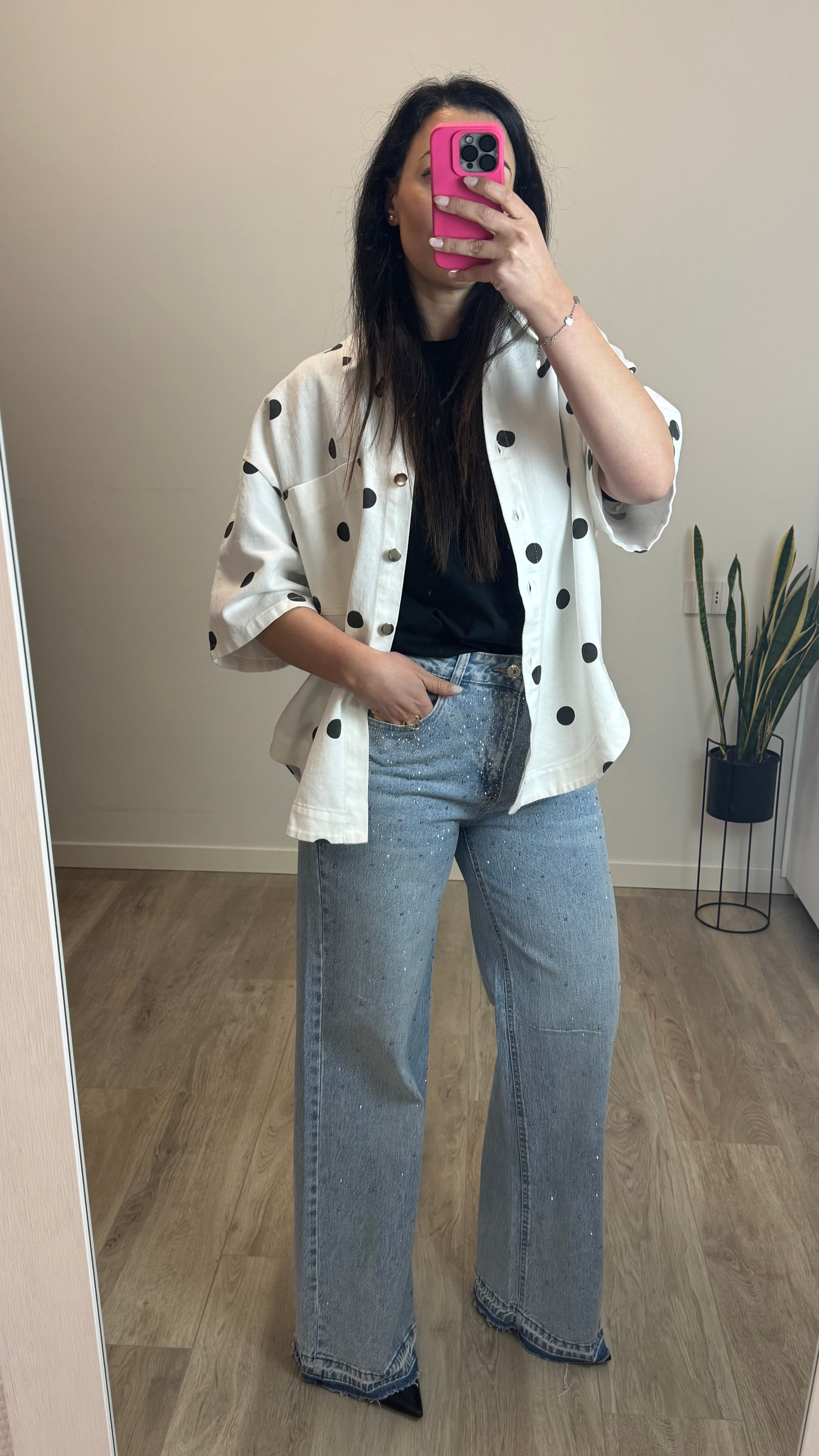 Camicia jeans pois