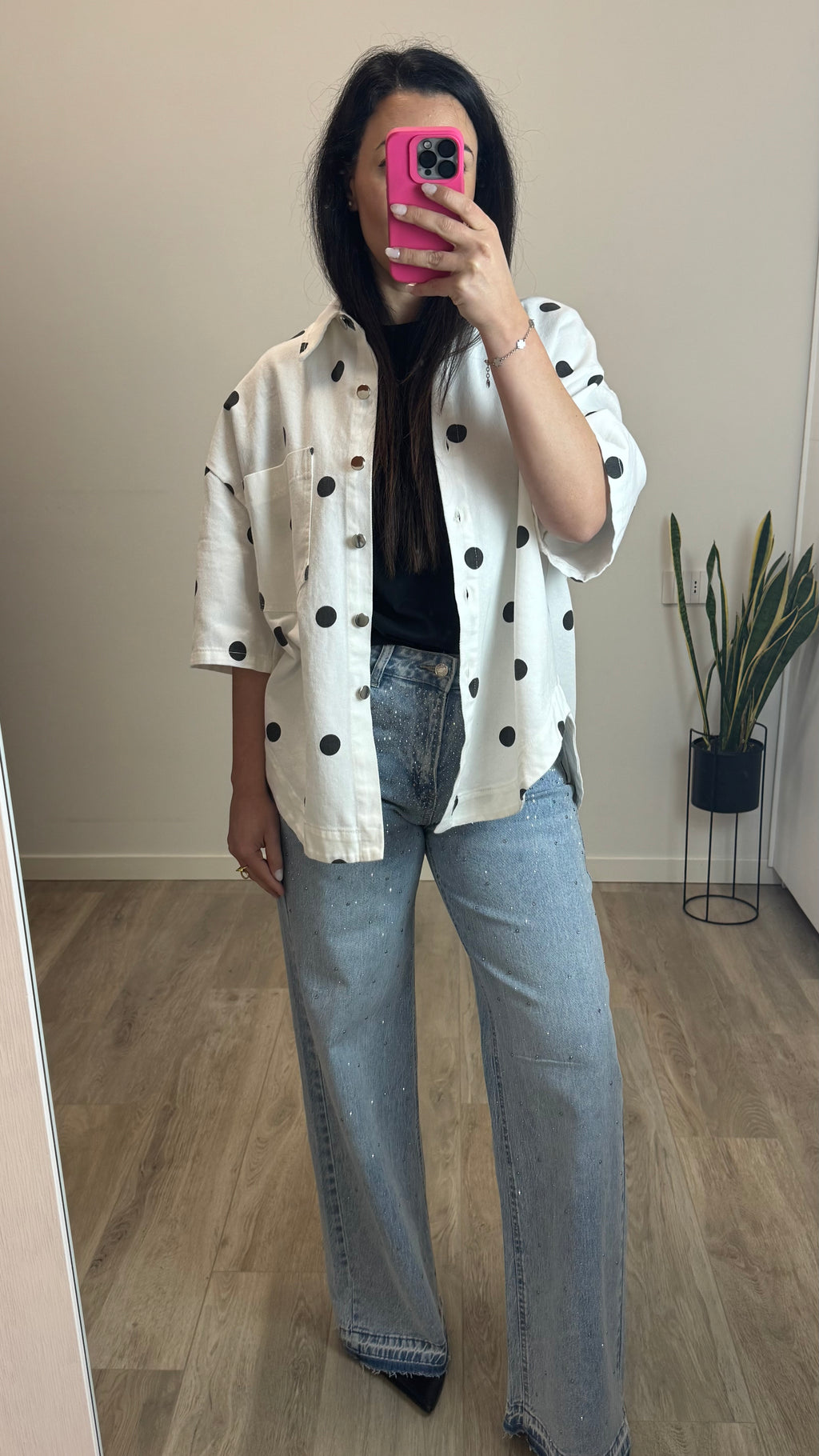 Camicia jeans pois